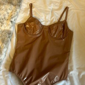 Brown latex bodysuit